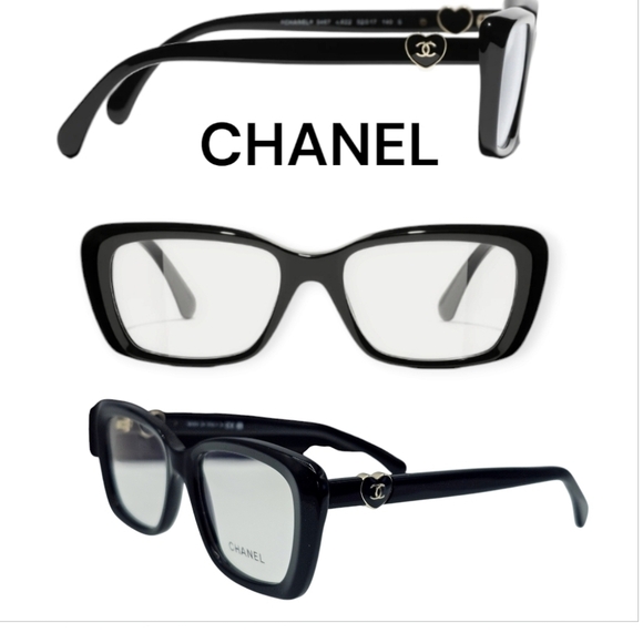 Chanel Eyeglasses 3467 c.622 54-17-140 Black RX Heart shape CC logo - Picture 1 of 15